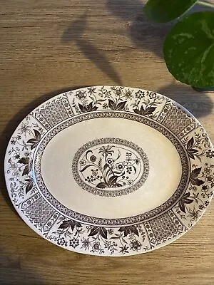 Victorian Sampson Hancock (s.h.) Pottery Norman Floral Movement Brown Plate • £85