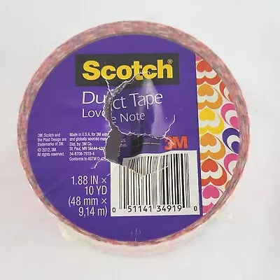 Scotch Pattern Duct Tape 1.88 Inch X 10 Yards (48mm × 914m) Love Note Hearts • $2.99