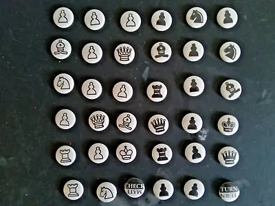 Vtg Magnetic Chess Set Vintage Round Button Like Black And White Pieces • $30