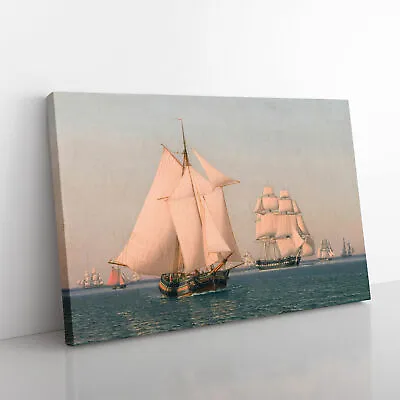 Ships Under Sail By Christoffer Wilhelm Eckersberg Canvas Wall Art Print Framed • £24.95