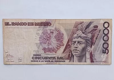 1990 MEXICO 50000 PESOS Bill Bank Note Mexican Currency Money Bank • $29.99