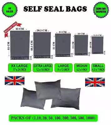 Postal Post Packaging Bags Plastic Parcel Mailing Packing Postage Self SealGrey • £3.98