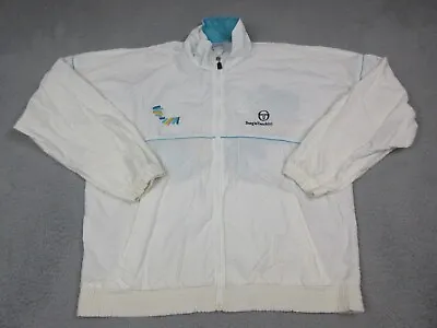 VINTAGE Sergio Tacchini Jacket Mens 42 White Outdoors Lightweight Track Zip Coat • $68.85