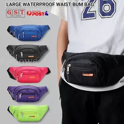 Large Waterproof Waist Bum Bags Unisex Fanny Pack Belt Pouch Wallet Travel Bag • $13.95