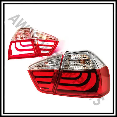LED Tube Style Tail Lights Lamps Chrome Red For 05-08 BMW E90 3 Series 4DR Sedan • $213.99