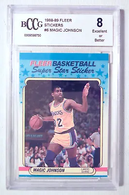 Magic Johnson 1988-89 Fleer Stickers #6 NBA Basketball Los Angeles Lakers BCCG 8 • $37.99