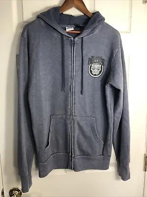 Marvel Black Panther Gray Marbled Full Zip Hoodie Double Sided Graphic Sz Small • $10.50