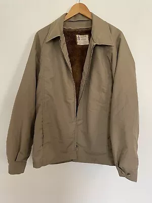 Vintage London Fog Bomber Jacket 42R All Weather Removable Faux Fur Lining Khaki • $19.99