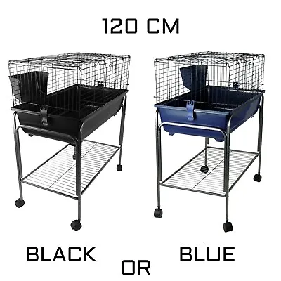 Indoor Rabbit Guinea Pig Cage With Stand 120cm Single Tier - Black Or Blue • £72.24