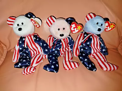 3 TY Beanie Babies Bears Spangles Patriotic !!! • $6