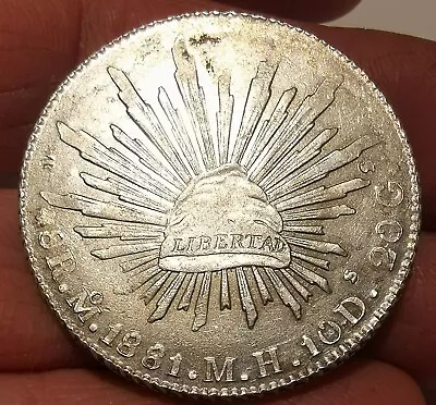Mexico 1881 Mo MH 8 Reales Silver Crown  #215 • £50