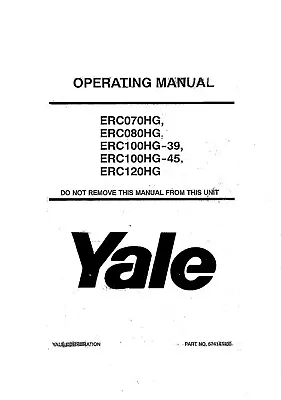 Forklift Operator Instruction Manual Fits Yale ERC070HG • $18.40