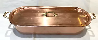 Vintage Cobre Chile Copper Fish Poacher Steamer W/Insert & Brass Handles Oblong • $174