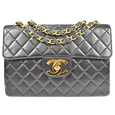Chanel Black Lambskin Classic Flap Jumbo Shoulder Bag 19456 • £3890.10