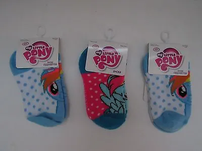 My Little Pony Rainbow Dash Socks - Pairs Of Girl's Ankle Socks Size 5-6.5 • $12.98