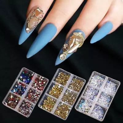 Shiny 3D Rhinestones AB Flat Back Stones Nail Art Decor Gems Diamond Mixed Size • £3.99