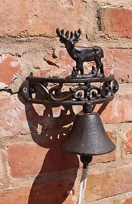 Cast Iron Bell Wall Mounted Standing Reindeer Rustic Retro Indoor Outdoor Bell • £19.49