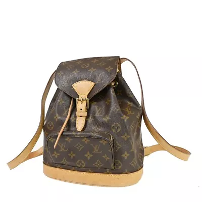 LOUIS VUITTON Montsouris MM Backpack Bag Monogram Leather Brown M51136 11SH686 • $718