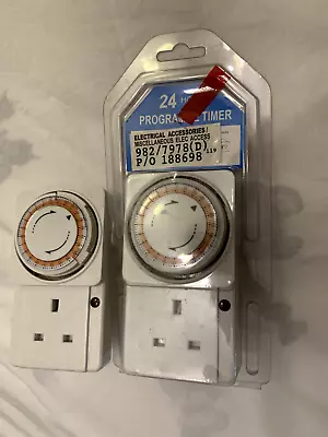 £8 • Buy 2 X  ARGOS 24 HOUR ELECTRICAL PLUG-IN TIMER SWITCH LOCK SOCKET 24HR TIMER,
