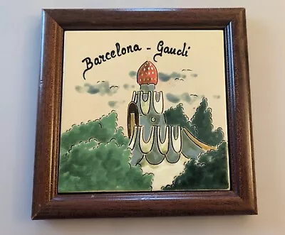 Vintage Ceramic Framed Tile With The Image Of Barcelona - Gaudi. 7.5 X7.5  • $20