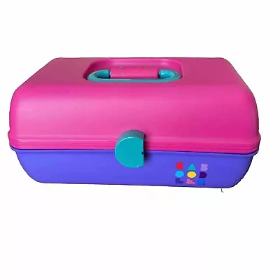 Caboodles Case Makeup Organizer Vintage Pull Out Mirror Tray Pink Purple Teal • $24.99