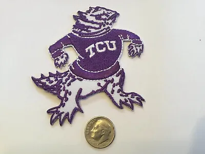 TCU TEXAS CHRISTIAN HORNED FROGS Vintage Embroidered Iron On Patch 3” X 2.5” • $6.95