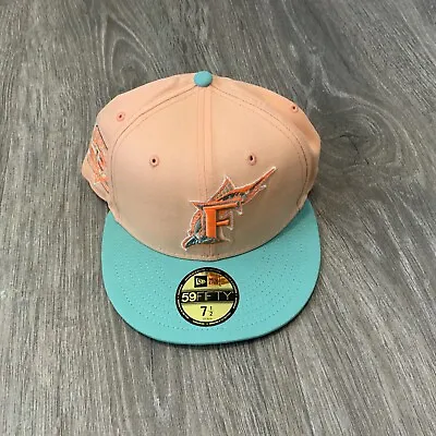 New Era Miami Marlins Peach Mint 59FIFTY Fitted Hat Men’s Size: 7 1/2 • $32