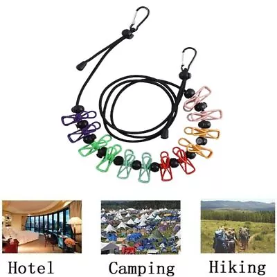 Retractable Washing Line 12 Clamps Camping Clothes Line  Home • £8.68