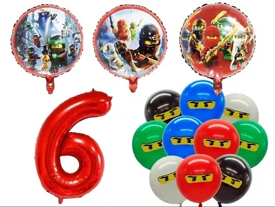 £8.99 • Buy NINJAGO Age 6 BALLOON SET Birthday Party 14 Piece Kids 6th Birthday Boys Girls