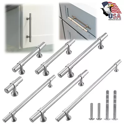 Brushed Nickel Modern Cabinet Handles Bar Pulls Kitchen Hardware Stainless Steel • $4.58