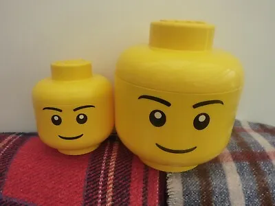 £25 • Buy Lego Head Storage Box Large And Small Pair Official Yellow X 2 Happy Face Set