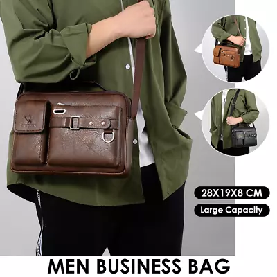 Mens Leather Bags Messenger Bag Briefcase Satchel Shoulder Handbag Cross Body • $15.89