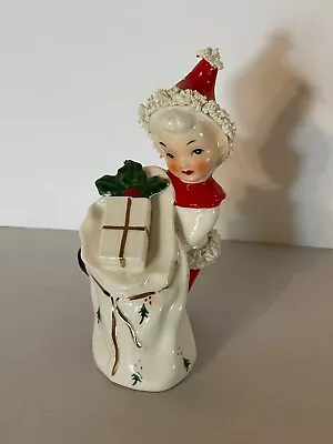 Vintage Napco Boy Elf With Bag Of Christmas Presents - Not Perfect • $13.50