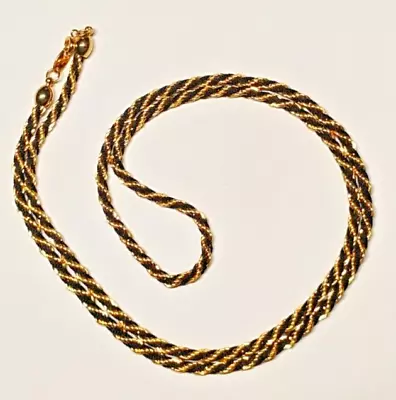 Vintage Trifari Twisted Gold And Black Rope 30  Long Chain Necklace Signed • $14.99