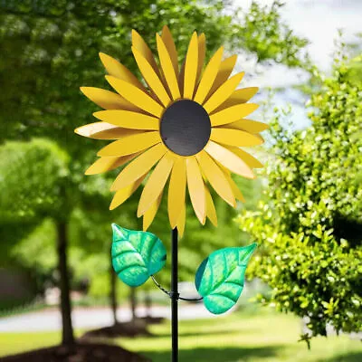 3D Metal Sunflower Wind Spinner Windmill Sculpture For Yard Outdoor Decor UK • £8.88