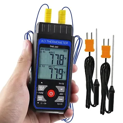 K/J Type Thermocouple Thermometer Temperature Meter Tester Dual Channel 4 Probes • $39.80