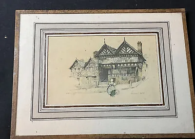 Vintage Marjorie Bates Glass Mount Picture Print The Falcoln Inn Chester House • £15