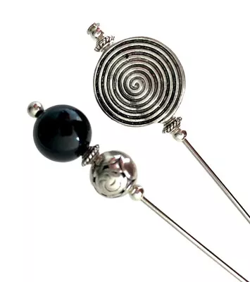 £9.99 • Buy 2 X Hat Pins Vintage Antique Silver Style 3 Inch Long Hat Pin & Protector**