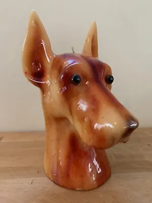 Vintage Great Dane Head Wax Candle - Large & Unused - 11.5” Tall - UNIQUE • $39.99