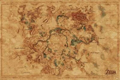 $13.98 • Buy Zelda Breath Of The Wild Hyrule Map Video Game Poster 24x36