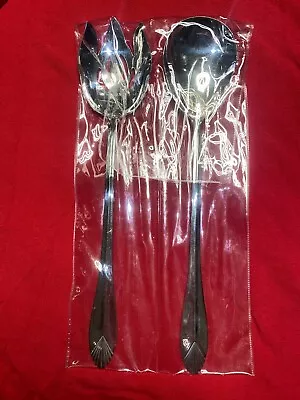 Safrano Heritage Mint 18/10 Stainless Salad Serving Set Spoon + Slotted Fork • $13.99