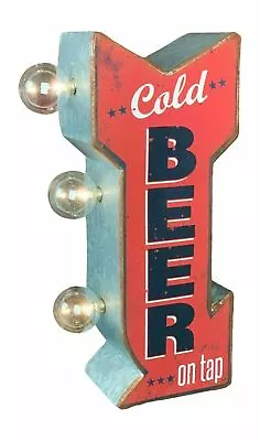 Cold Beer On Tap Arrow Shaped Double Sided Sign LED Lights Man Cave Bar Garage • $41.99