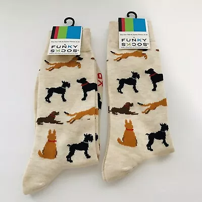 2 Pair Funky Socks Fits Shoe Size 6-12 Dog Design New • $15.99