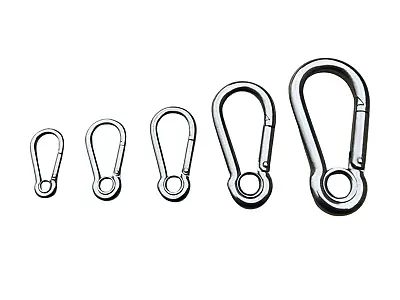 Carabiner Snap Hook/Carbine With Eye Stainless Steel 316 4 5 6 810 12 13mm • £1.66