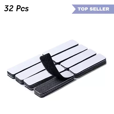 32 Sets Heavy Duty Hook & Loop Adhesive Strips: Sticky Back Fastener 1x4” Black • $3.98