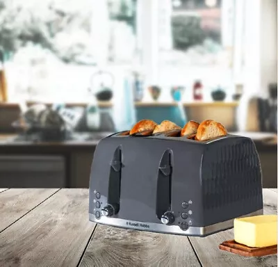 £34.99 • Buy Russell Hobbs Honeycomb 4 Slice Toaster Contemporary Design Wide Slot 26073 Grey
