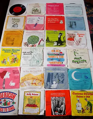 Vintage 24 PC LOT Children Scholastic Records Vinyl 7  33 1/3 Rpm 1960s 1970s • $46.49