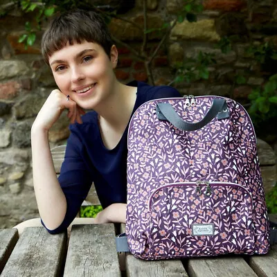 Earth Squared Fair Trade Oil Cloth Backpack Rucksack Bag Mulberry Plum • £45.99