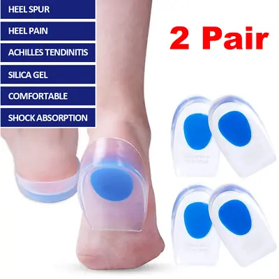 2 Pair Gel Foot Cups Heel Support Spur Insoles Pad Pain Relief Cushion Men Women • $8.95