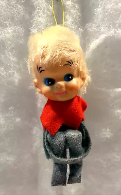 Vintage Knee Hugger Elf Pixie Ornament 1960s Blonde Hair Blue Eyes Made In Japan • $24.99